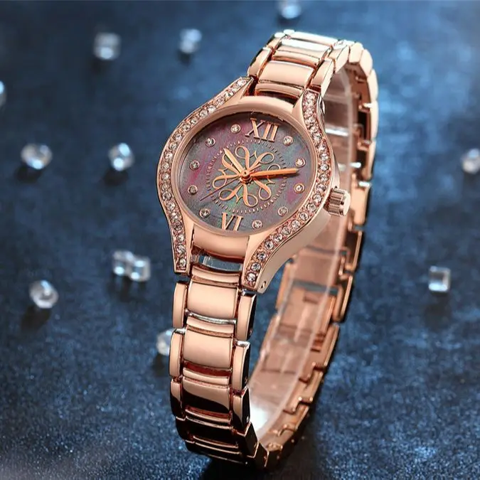 

Часы CRRJU женские стальные, винтажные Роскошные деловые Элегантные наручные, с платьем, 2126