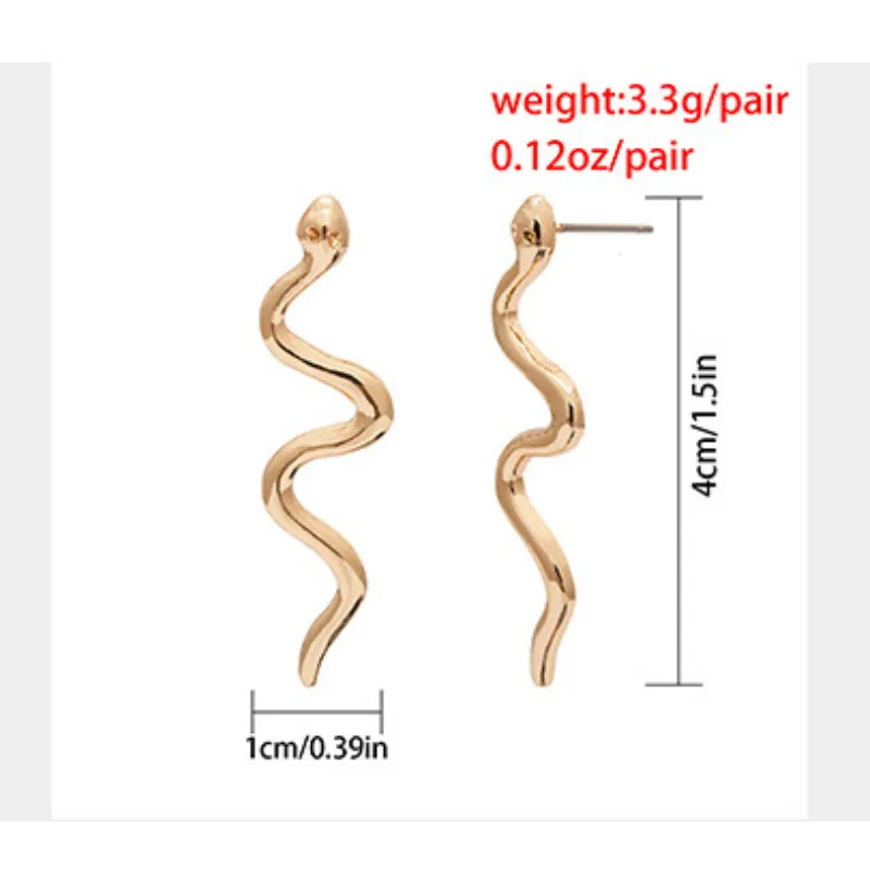 Модные простые серьги-гвоздики для женщин,, панк, золото, серебро, тип змеи, Висячие серьги, ювелирные металлические серьги для подарка