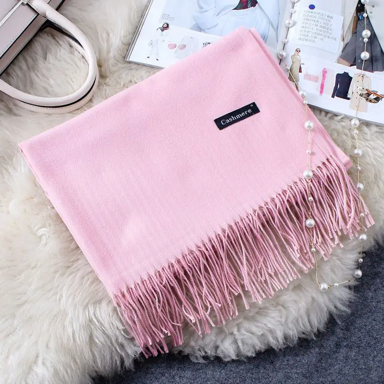BAB Pink Scarf Кашемировый женский шарф новая теплая шаль Foulard Femme пашмины платок Шерстяной палантин голова шеи длинные зимние шарфы для женщин - Цвет: BAB Pink Scarf
