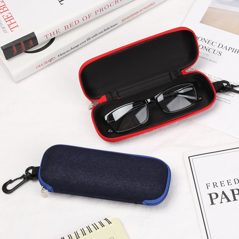 1PC Denim Fabric Glasses Box Zipper Sunglasses Protection Resistance Container Travel Reading Glasses Carry Bag Eyeglasses Case