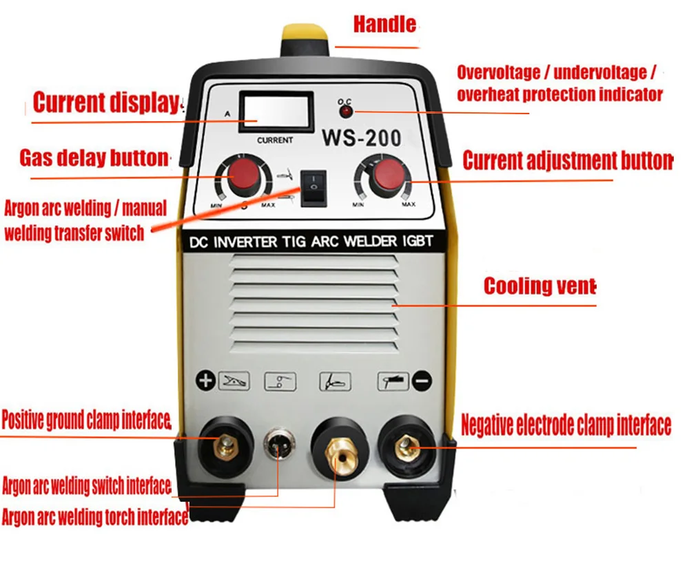 TIG200 Pluse 200 ампер дуговой TIG импульсный TIG сварочный аппарат многофункциональный TIG200P портативный инвертор TIG сварочный аппарат аргоновая сварка