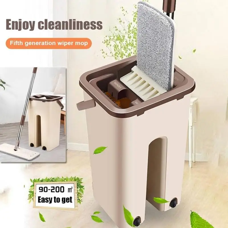 Hand-free Automatic Spin Mop Avoid Hand Washing Ultrafine Fiber Cleaning Cloth Home Kitchen Wooden  - 4000064864533