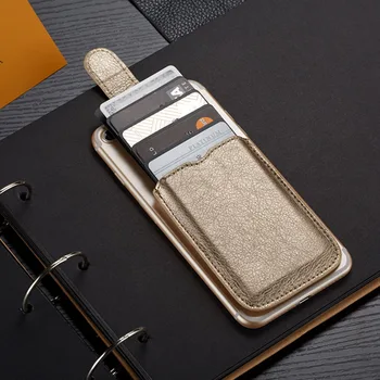 

Unisex PU Leather Card Holder Case Portable Multifunctional Shopping Pocket Adhesive Wallet Phone Back Stick-on Pouch Bag