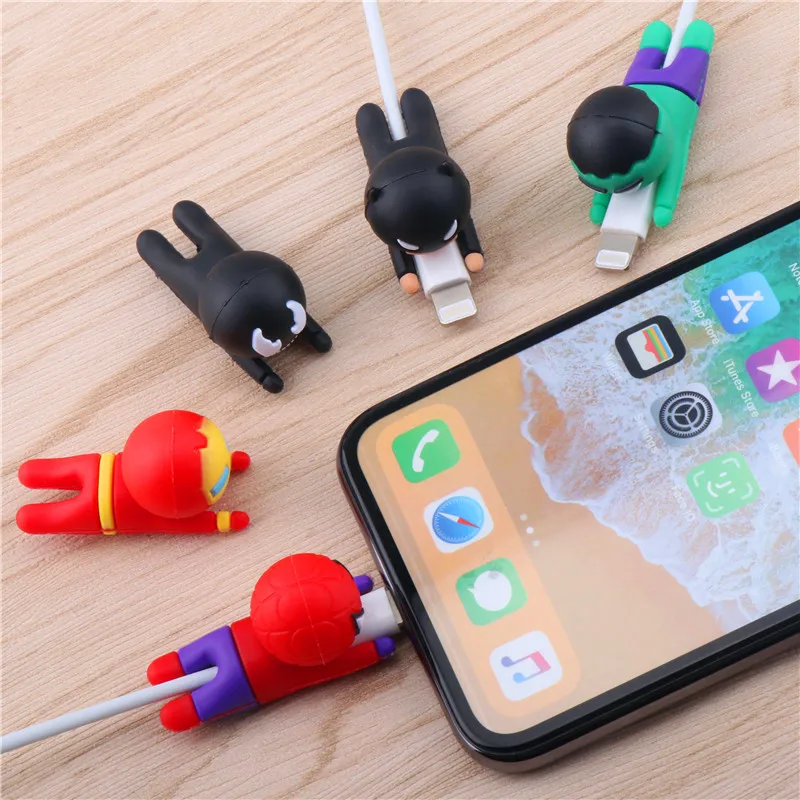 

Superman Series Data Cable Protector Sleeve Cable Winder Avengers Cable Bite Protector For iphone11Hero Wire Organizer Holder