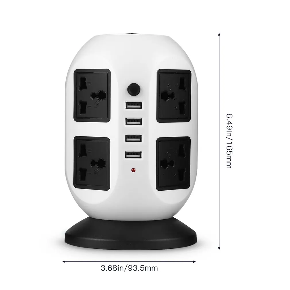 Башня Мощность полосы вертикальный смарт-розетка USB розеток 8-выход 4-USB Порты с кабелем вертикальный разъем Мощность торцевых головок штепсельная вилка европейского стандарта