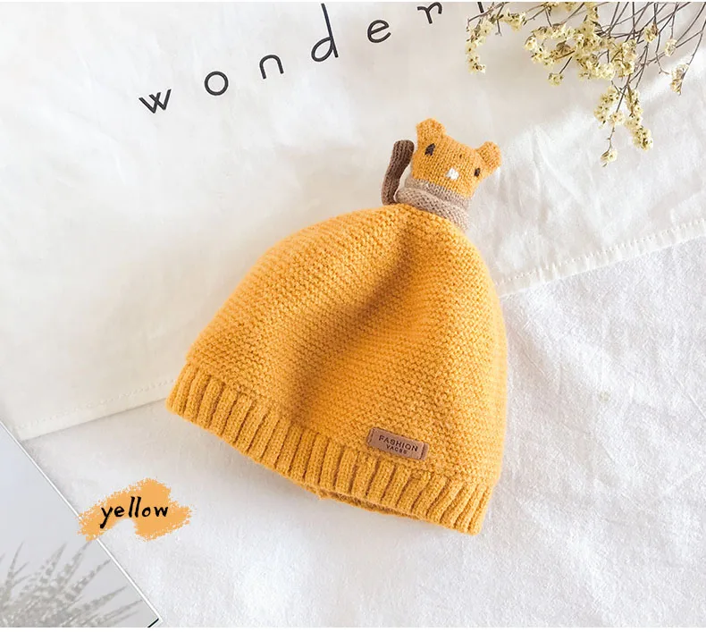Warm Baby Bear Winter Hats for Kids Children Knitted Baby Boy Cap Kids Girls Hat Casquette Baby Bonnet Wholesale Cute Fashion