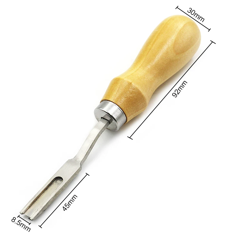 DIY Handmade French Style Leather Edge Beveler Cutting Skiving Trimming Edge Cutting Knife for Leather Craft Tool Wood Handle