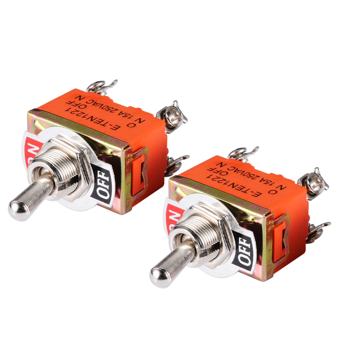 2Pcs/Set Electrical Mini Toggle Switch AC 250V 15A Amps On/Off 2 Position DPST 4 Screw Terminals