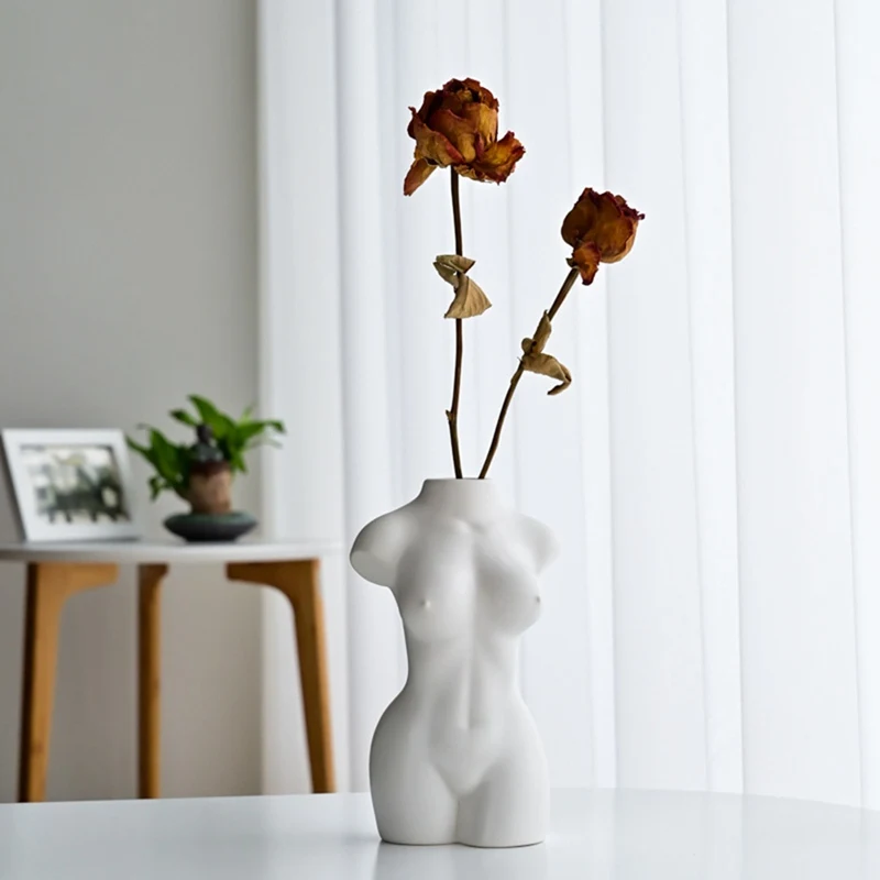 Ceramic Vase Home Decoration Art Body Ornament Flower Arrangement Creative Design Nude Female Sculpture Vase Hobby