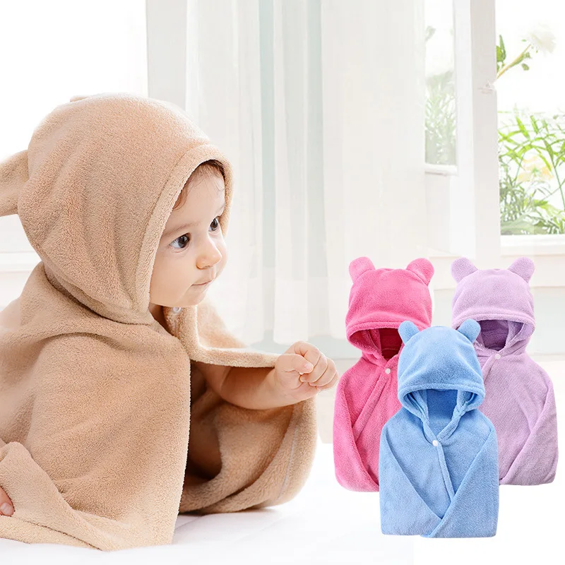 

BABY'S Bath Towel Children Cute Bear Hooded Super Soft Bath Towel Absorbent Quick-drying Towel Hooded Bath Towel