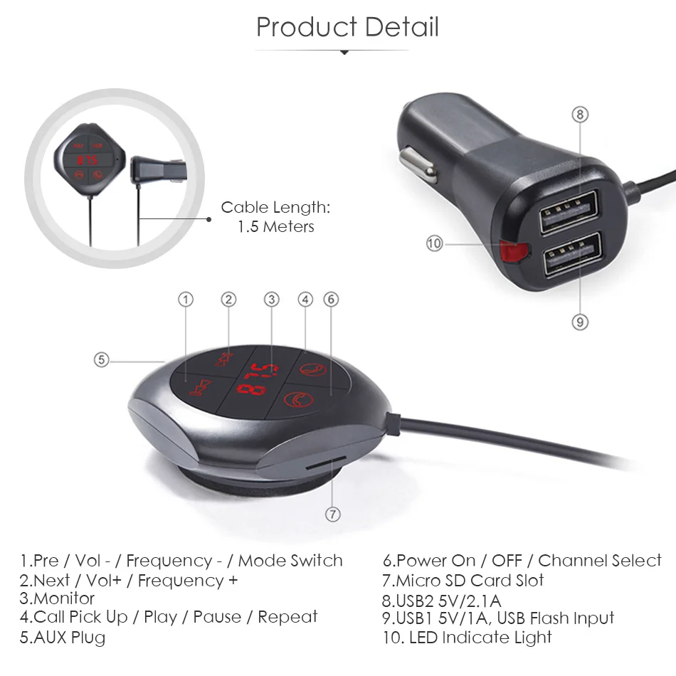 Автомобильный MP3 музыкальный плеер fm-передатчик модулятор AUX Out Bluetooth Handsfree Kit для телефона USB флэш слот карты Micro SD