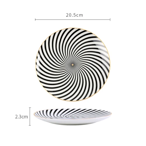 Североевропейская круглая Западная тарелка, креативные керамические тарелки для стейков, десертные блюда и тарелки, наборы посуды из костяного фарфора - Цвет: D       20.5x2.3cm