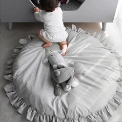 Tapis de jeu doux en coton rembourré de sol rond pour bébé, jouets de chambre décor nordique à ramper pour enfant et nouveau né, 