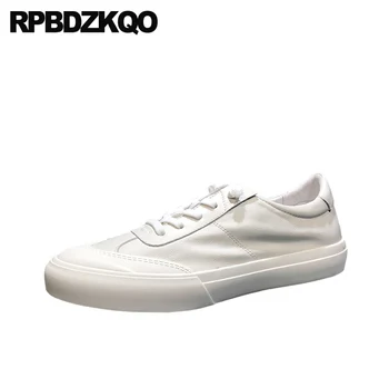 

runway luxury fashion sneakers genuine leather skate lace up real trainers high quality shoes brand famous cow men italian white