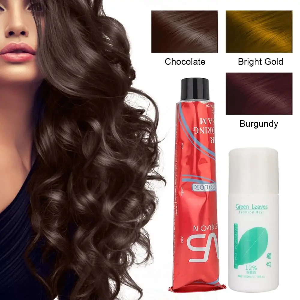 Hair Color 100ml Unisex Diy Hair Dye Salon Temporary Hair Coloring Dyeing Cream With 100ml Dioxygen Milk Hair Color Aliexpress