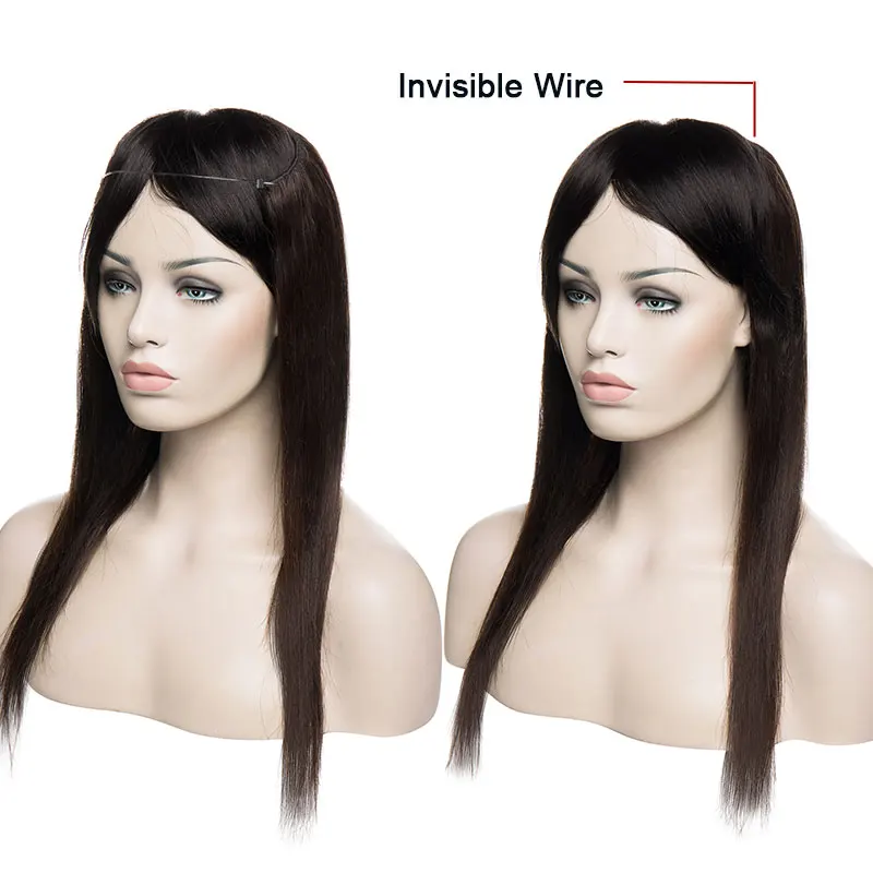 SEGO 60g-80g 16"-24" Invisible Wire Flip in Hair Extensions Straight Brazilian Non-Remy 100% Human Hair Weft Fish Line Hair