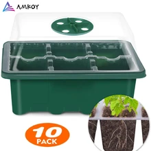 AMKOY 6/12 семенной клеток Starter Kit Семена коробка для выращивания cSeedling лотки ящик для проращивания с куполом и основание AMKOY 6/12 семенной клеток Starter Kit Семена коробка для выращивания cSeedling лотки ящик для проращивания с куполом и основание