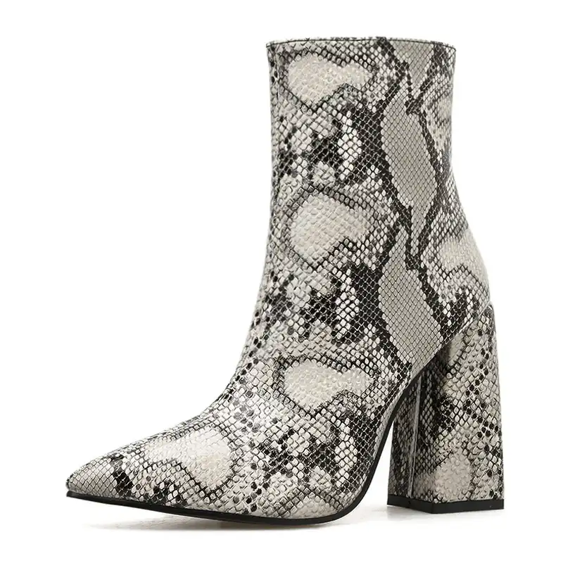 animal print high heel ankle boots
