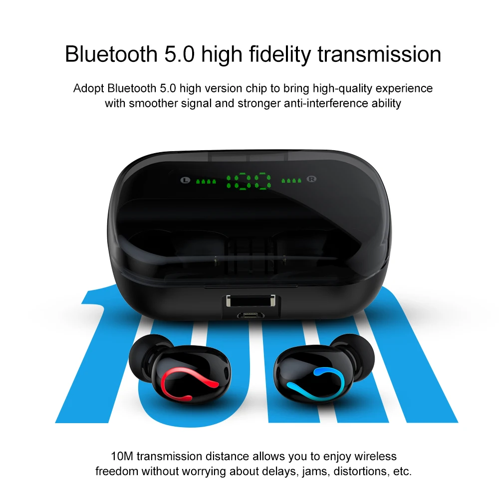 Q65 TWS Беспроводные Bluetooth 5,0 наушники IPX7 водонепроницаемые наушники 2600 мАч зарядный чехол 9D стерео гарнитура светодиодный дисплей Q32 Q66