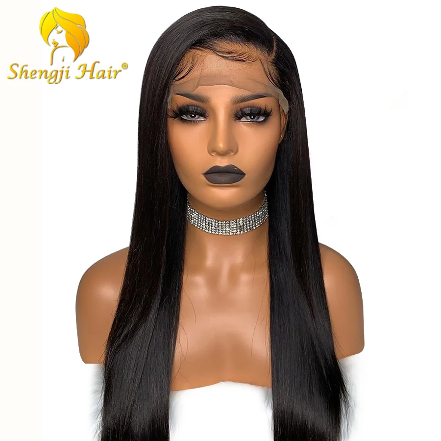 Прямые Полностью кружевные человеческие волосы парики для черных женщин Shengji бразильские волосы remy Glueless полный парик шнурка