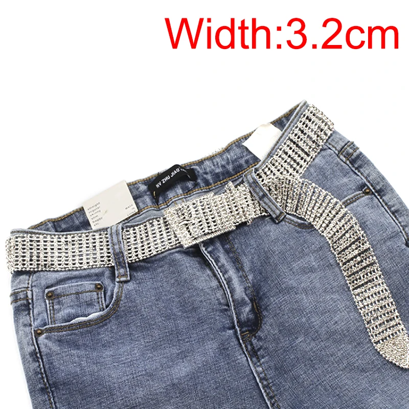Width3.2cm 1 шт. крутой Блестящий Пояс-цепочка на талию Хрустальный пояс со стразами Роскошная Мода - Цвет: Width3.2cm