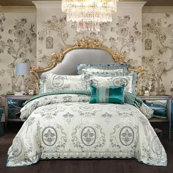 

Jacquard Luxury Bedding Sets King Queen Size Satin Linens Sheet Duvet Cover Pillow Sham
