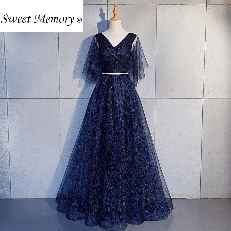 

Sweet Memory Navy Blue Mother of the Bride Dress Floor Length Bride Guests Wedding Party Dresses Vestido robe mariage SW19148