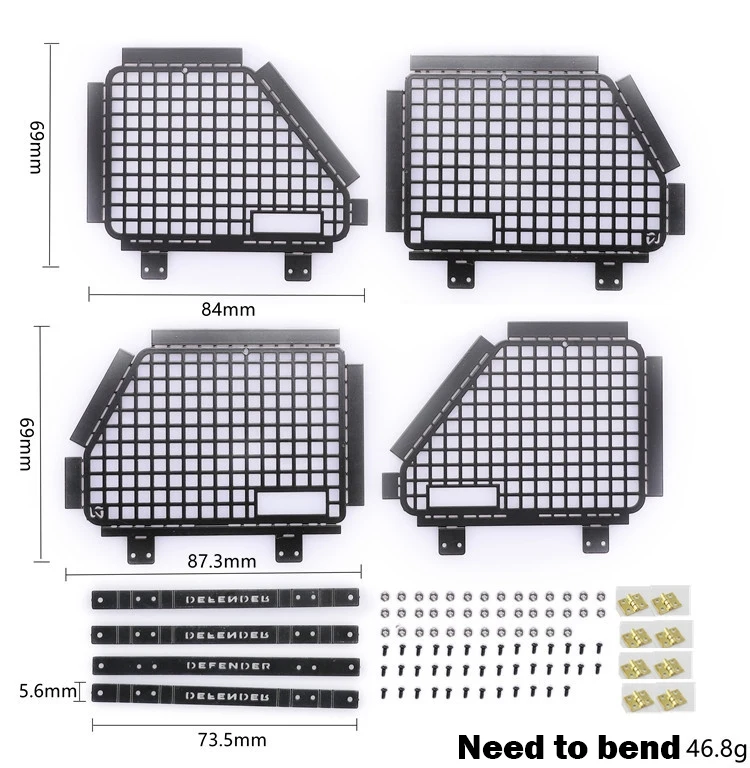 4 шт. металлическая складная защитная сетка для окна автомобиля для 1/10 Rc Гусеничный автомобиль Defender Traxxas Trx4 T4 TRX-4 защитная сетка для окна