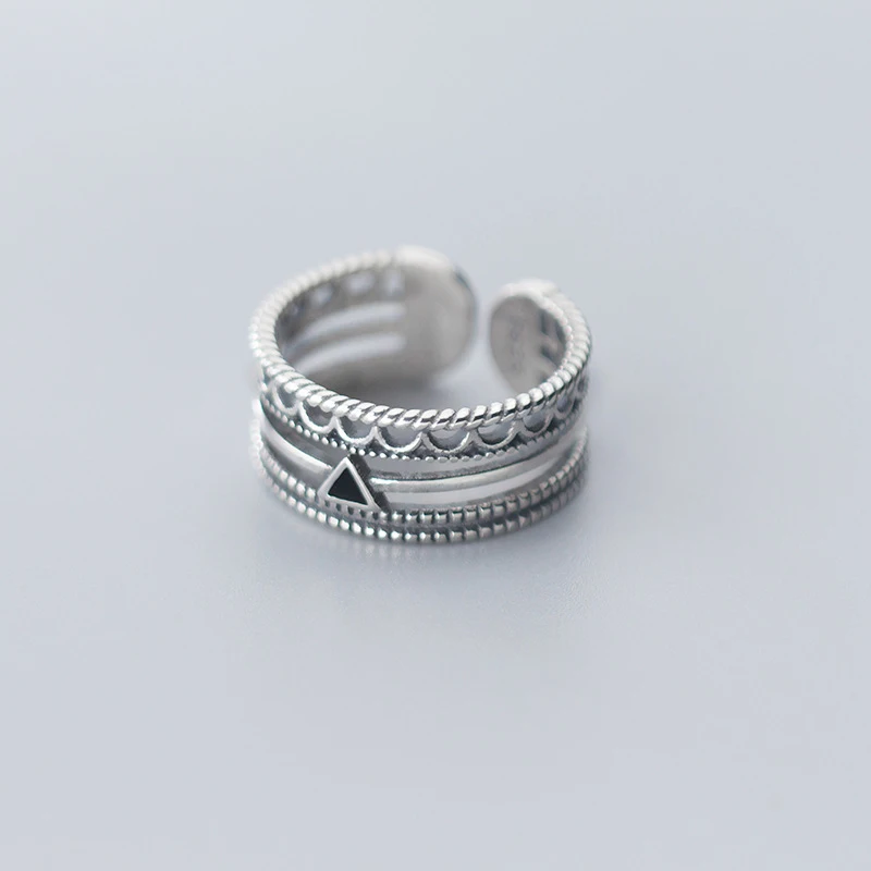 

Modian Vintage 925 Sterling Silver Multi-Layer Twist Lace Border Ring for Women Geometric Free Size Finger Ring Fine Jewelry