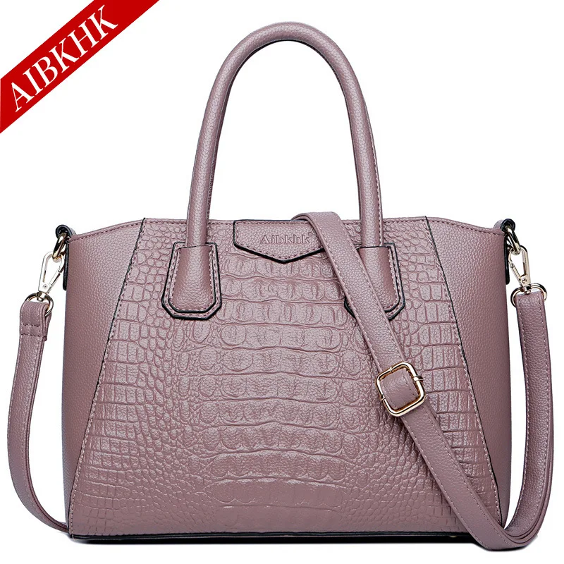 S9215-Purple Роскошные женские сумки, дизайнерские сумки через плечо из натуральной кожи для женщин, новинка, сумки через плечо из кожи аллигатора, женские ручные сумки - Цвет: S9215-Purple