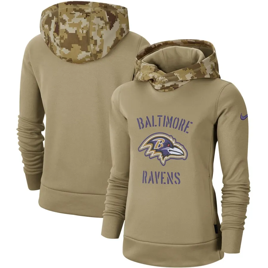 Baltimore Женская Молодежная Американская Футбольная Толстовка Ravens Салют для обслуживания Sideline Therma пуловер с капюшоном