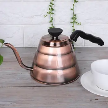 

1000ml Stainless Steel Coffee Pot Long Spout Drip Kettle for Home Coffee Shop Use Bronze Color