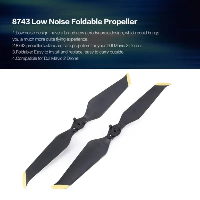 4 пары золото 8743F низкий уровень шума пропеллеры лезвие для DJI MAVIC 2 PRO/ZOOM Drone E5BA