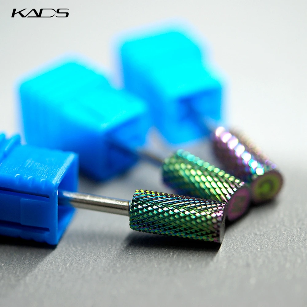 KADS Радужная плоская головка цилиндрический сплав дрель для дизайна ногтей