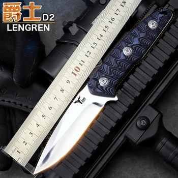 

LENGREN D2 steel Hunting knife mirror knife G10 Handle 60HRC tactical knife Fixed Knives Camping Rescue Knife tools