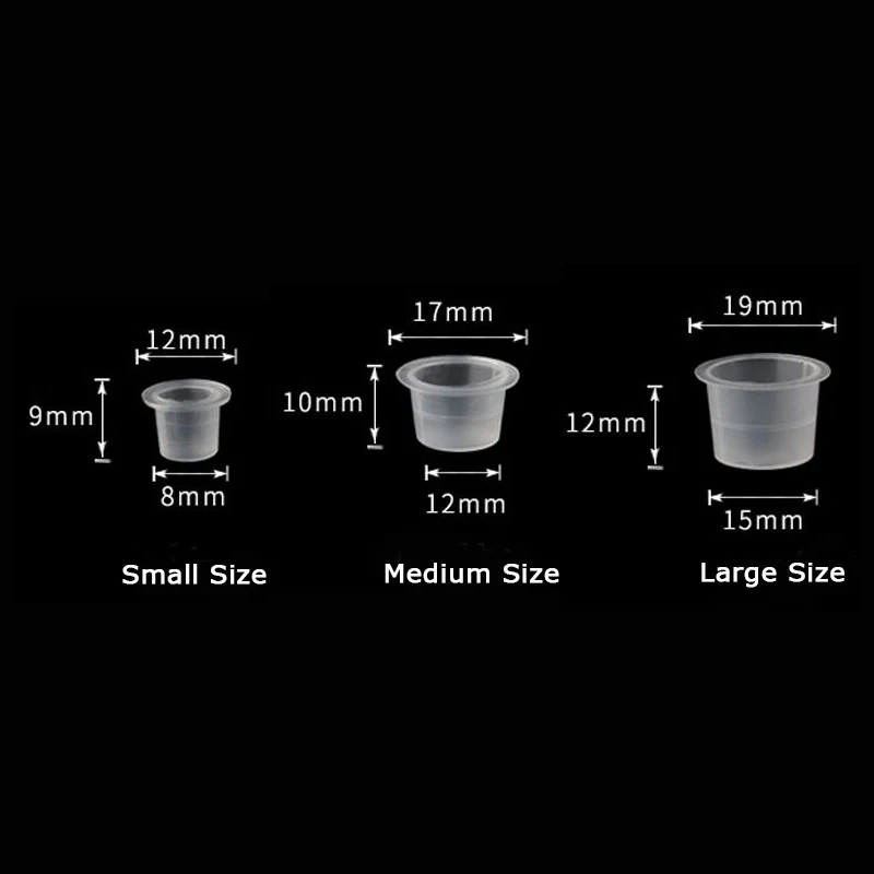 100pc S/M/L Plastic Disposable Microblading Tattoo Ink Cups Permanent Makeup Pigment Clear Holder Container Cap Tattoo Accessory 3