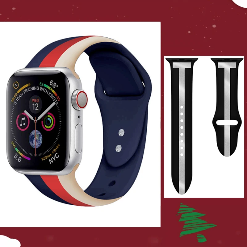 Ремешок для наручных часов Apple Watch серии 3/2/1, 38, 42 мм мягкий силиконовый дышащая correa браслет ремешок спортивный бесшовный для наручных часов iwatch, 4 5 полос 40/44 мм