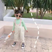 Г., Новое поступление, Осенние хлопковые длинные штаны в Корейском стиле, подходящие к любой одежде, на подтяжках, для модных милых маленьких девочек