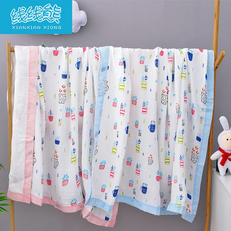 

Four Layer Bamboo Cotton A Class Printed Cartoon Children Quilt Color Large Rims Bath Towel Gro-bag Infants Soft Absorbent Blank
