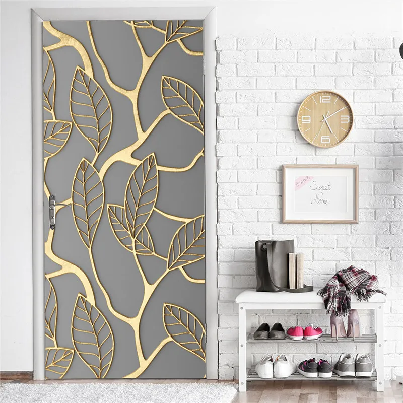 Несколько размеров 3D двери водонепроницаемые наклейки ПВХ самоклеющиеся обои для дверей пилинг и палка DIY деревянная спальня ремонт наклейки