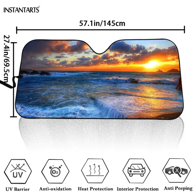 INSTANTARTS Funny 3D Cows Animal Driver Prints Car Sun Shade Windshield Cute Car Accessories Sunshade for Car Windshield Durable 2