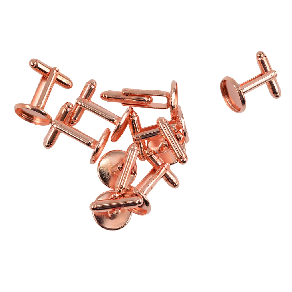 10 pcs Antiqued Bronze Black Gold 12mm Round Blank Settings Cuff Links Findings DIY Projects