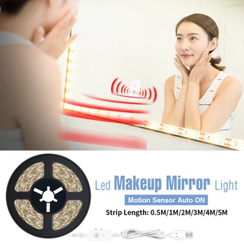 

CanLing 5V Led Makeup Mirror Light Smart ON/OFF Motion Sensor Vanity Light USB Dimmable Dressing Table Bathroom Mirror Wall Lamp