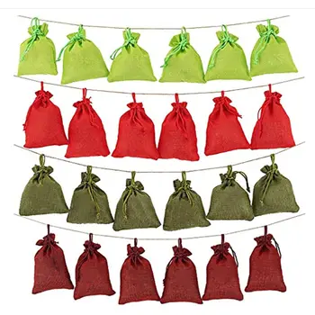 

24Pcs Colorful Advent Christmas Calendar Filling Candy Bag with Number German Stickers Christmas Decorations