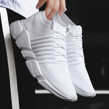 

Flying Weave Light Men's Casual Shoe New Outdoor Sport Shoes Mens Cushioning Non-slip Mesh Walking Shoes Men Sneaker Big Size 48
