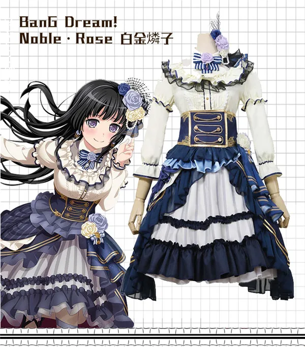 BanG Dream! девушка группа Roselia Shirokane Ринко платье Высокое качество Косплей Женская одежда