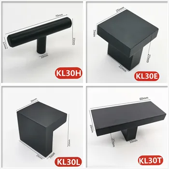 Aluminum Modern Black Cabinet Handle Furniture Hardware Kitchen Door Single Knobs Cupboard Wardrobe Drawer Pulls