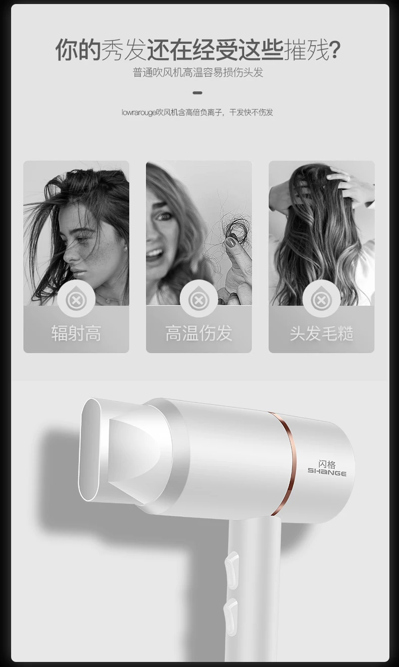 Фен для волос Secadoras Para Cabello фен для выдувания бытовой комнаты в общежитии немой горячий и холодный не повредит волосы