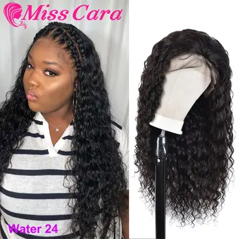 

100% Human Hair Lace Frontal Wigs For Girls Brazilian Water Wave Pre-Plucked Lace Frontal Wig 150% 180% Density With Baby Hair