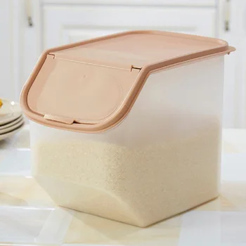 

Dried Food Storage Sealed Box With Measuring Cup Plastic Kitchen Cereal Flour Rice Bin Bean Grain Container Organizer SNO88